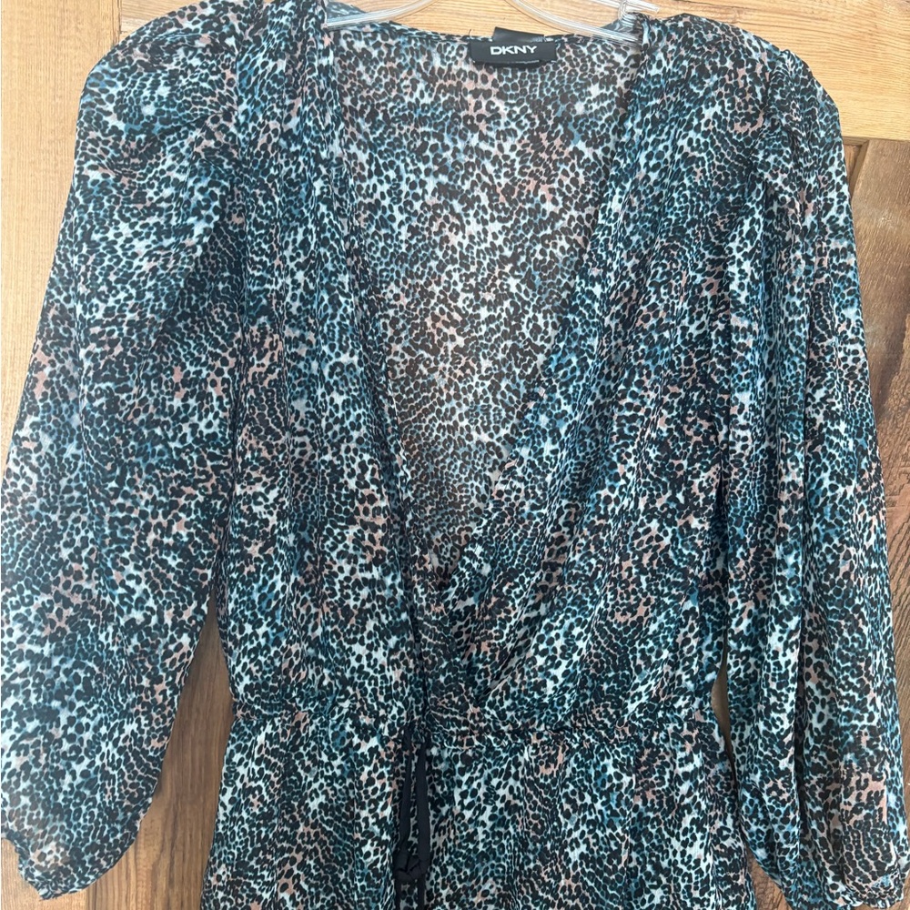 DKNY Women's Multicolor Animal Print Blouse